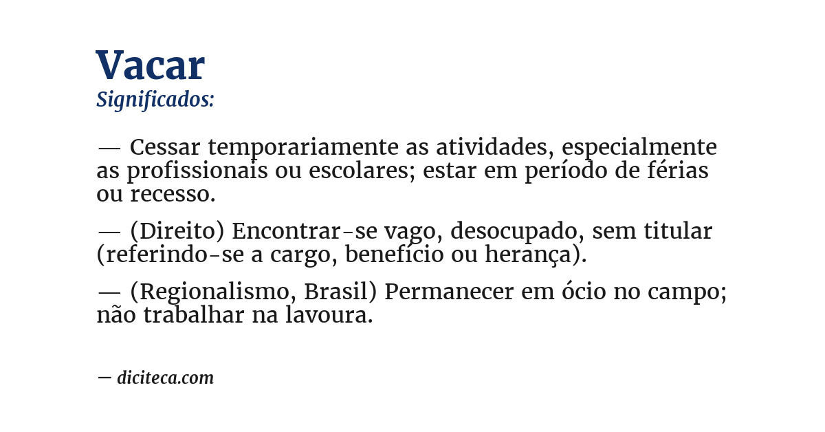 Significado de vacar