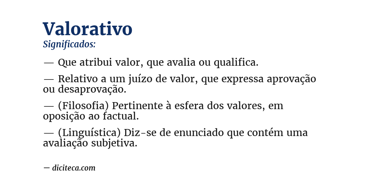 Significado de valorativo