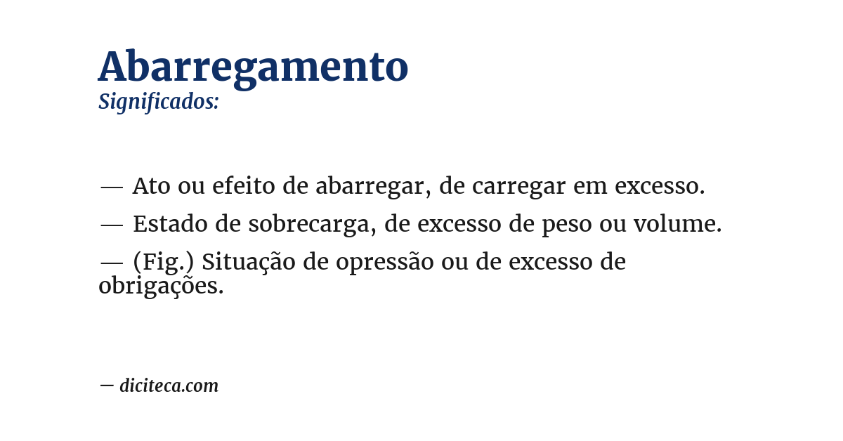 Significado de abarregamento