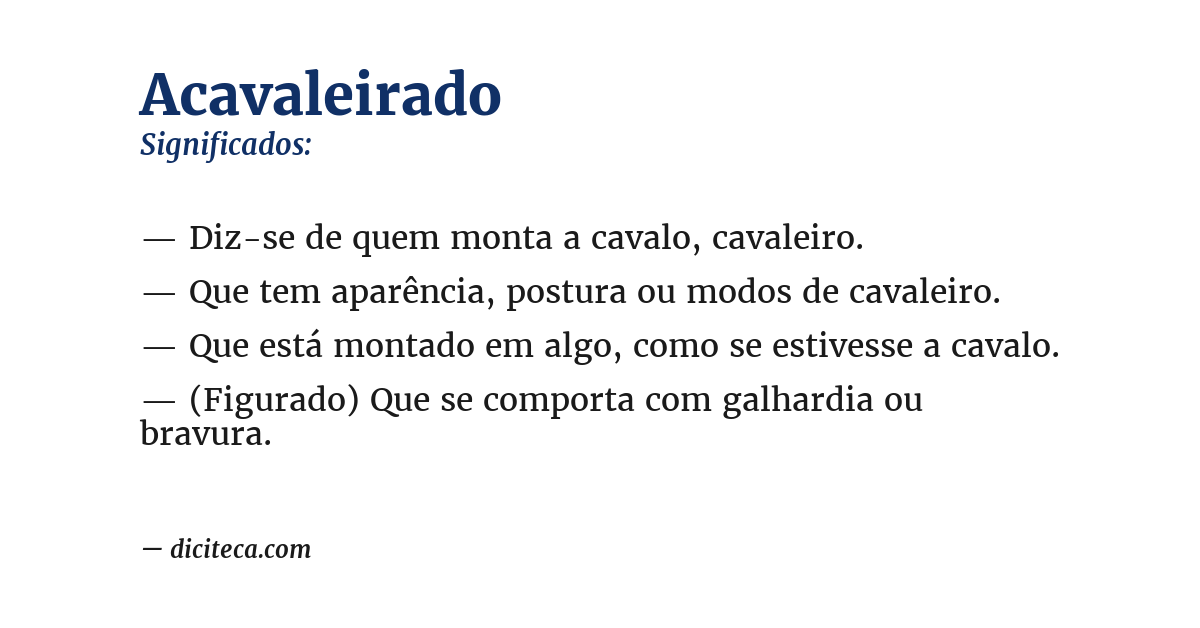 Significado de acavaleirado