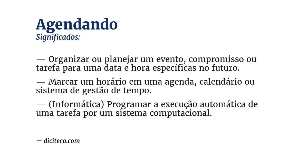 Significado de agendando