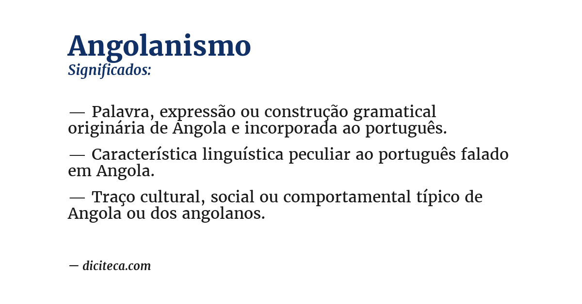 Significado de angolanismo