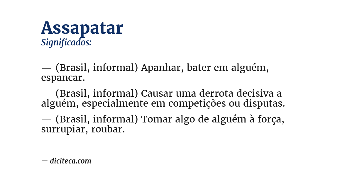Significado de assapatar