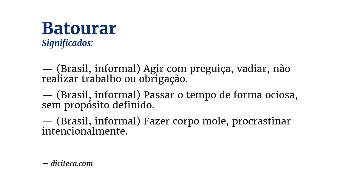 Significado de batourar