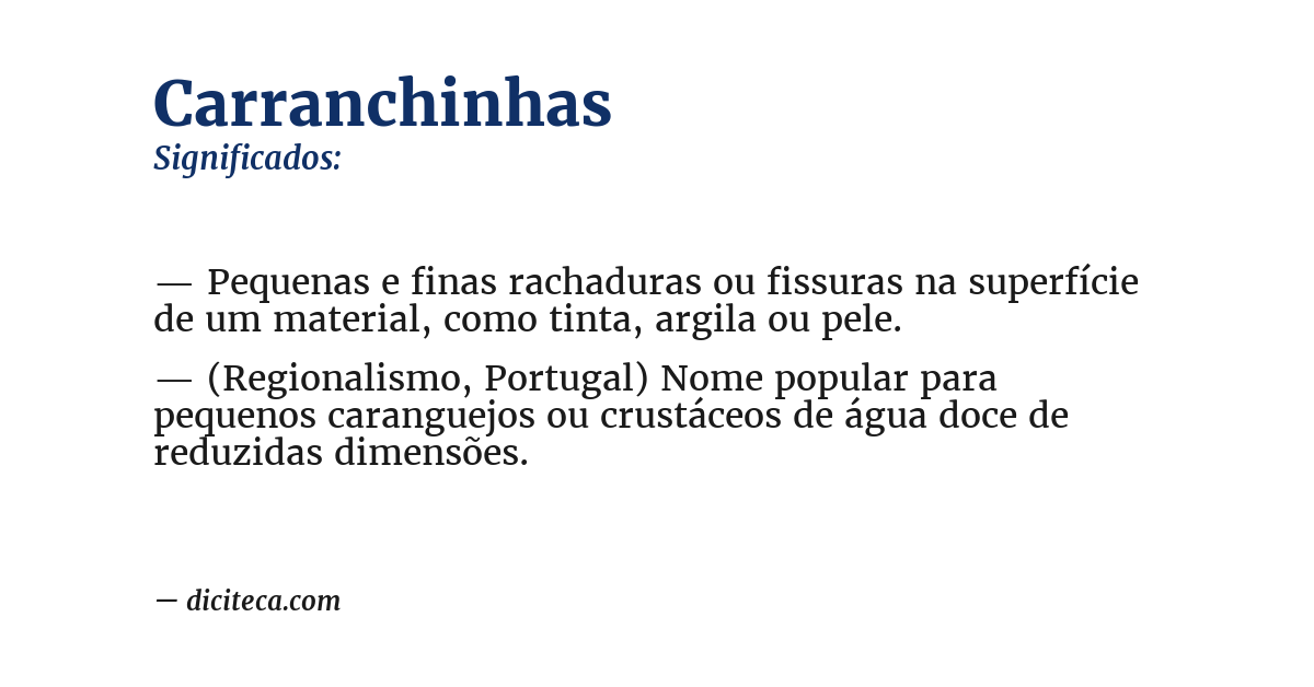 Significado de carranchinhas