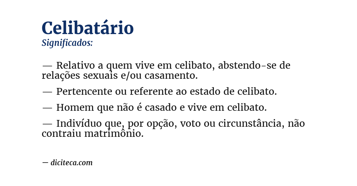 Significado de celibatário