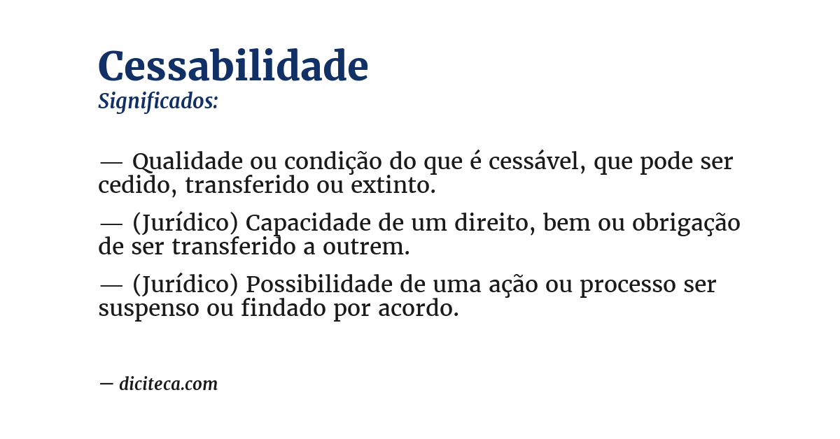 Significado de cessabilidade