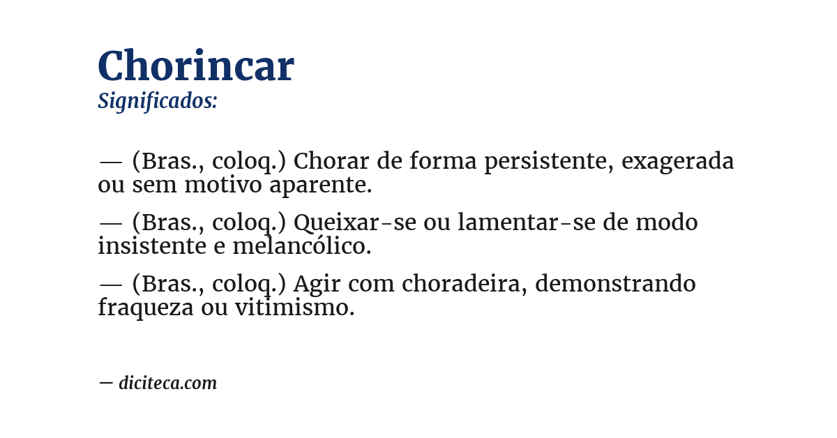Significado de chorincar
