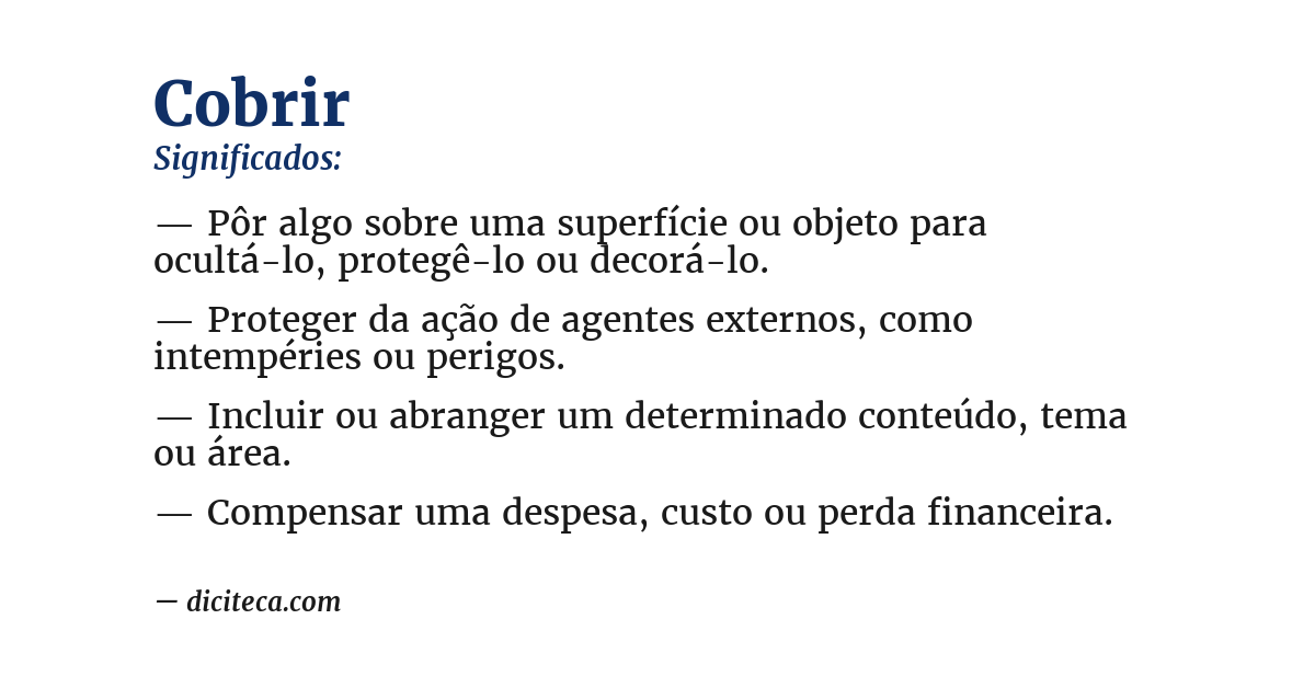 Significado de cobrir