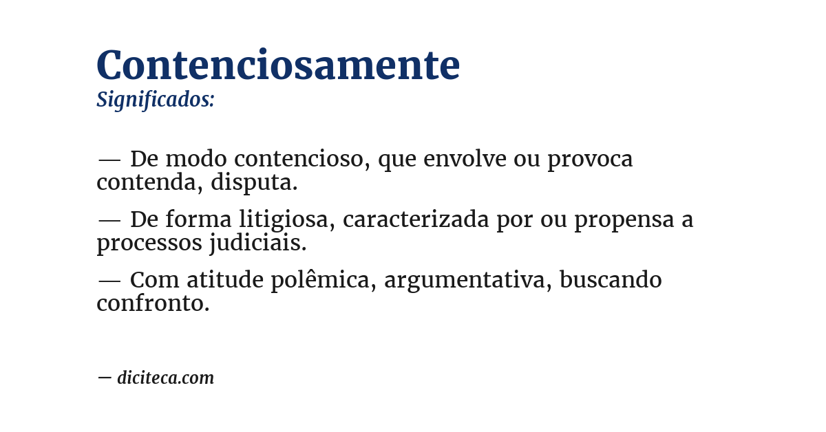 Significado de contenciosamente