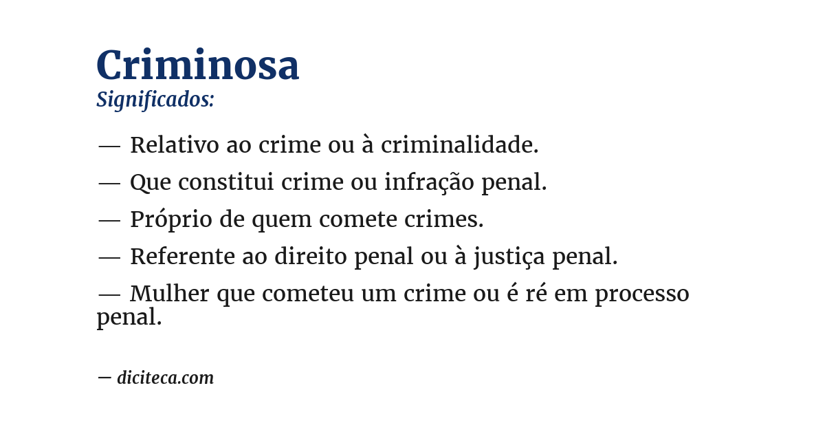 Significado de criminosa