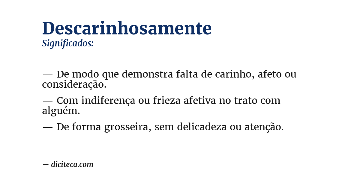 Significado de descarinhosamente