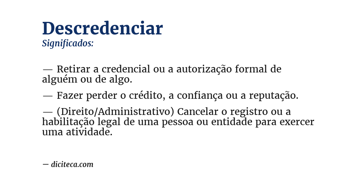 Significado de descredenciar