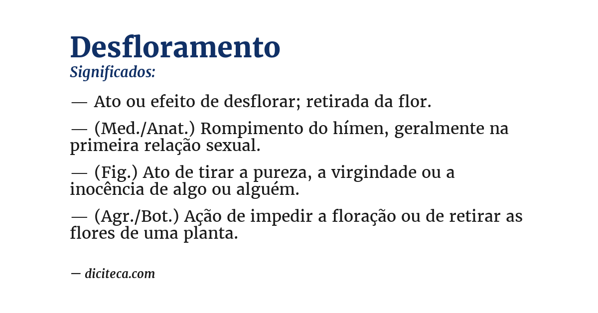 Significado de desfloramento