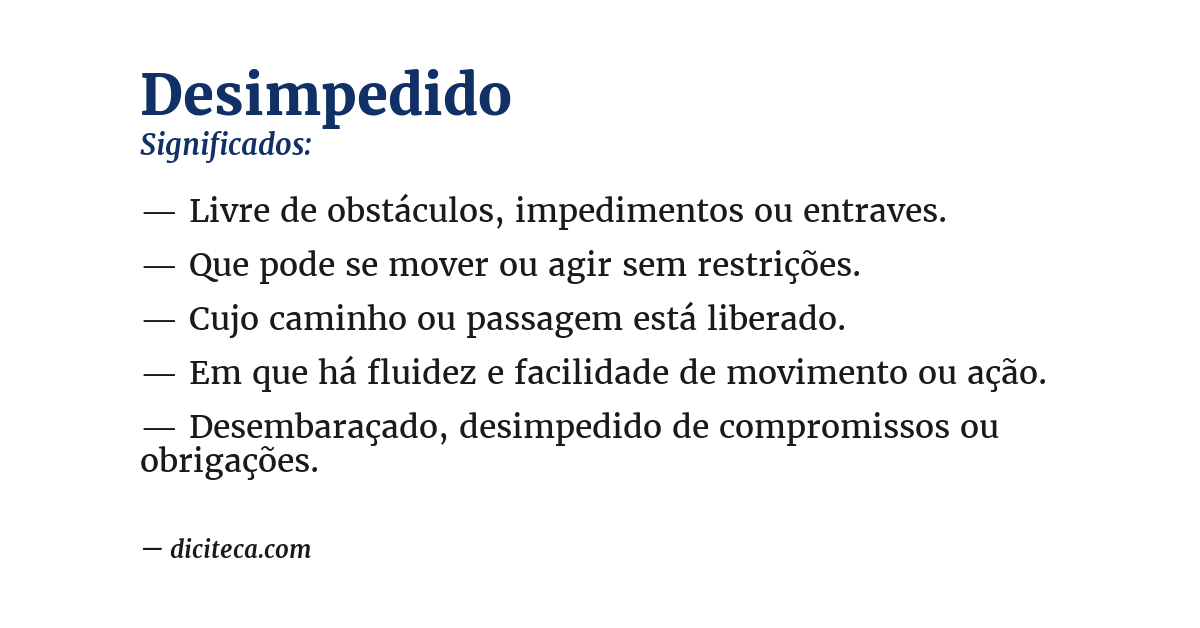 Significado de desimpedido
