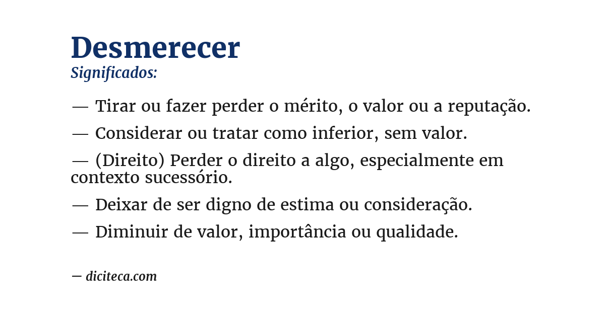 Significado de desmerecer