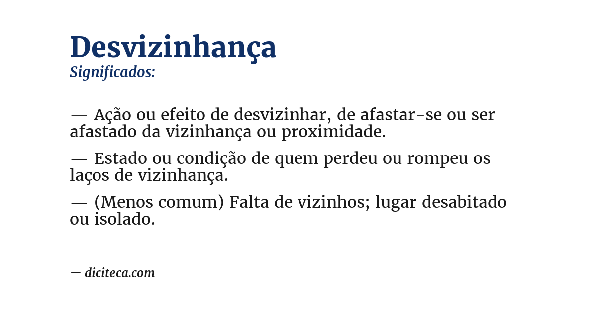 Significado de desvizinhança