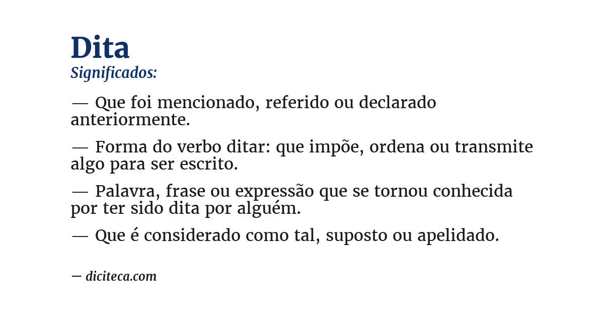 Significado de dita