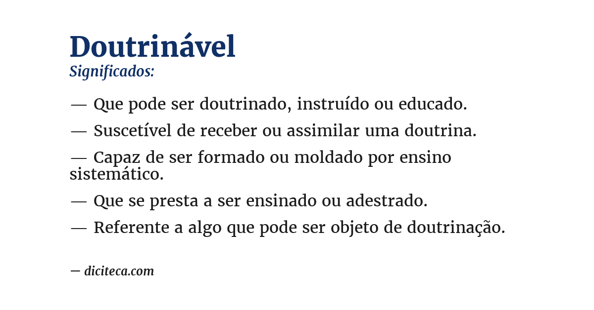 Significado de doutrinável