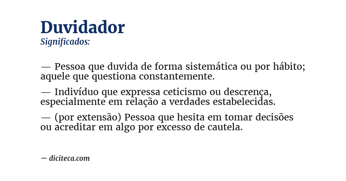 Significado de duvidador