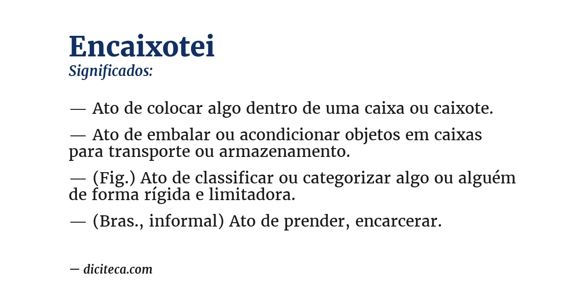 Significado de encaixotei