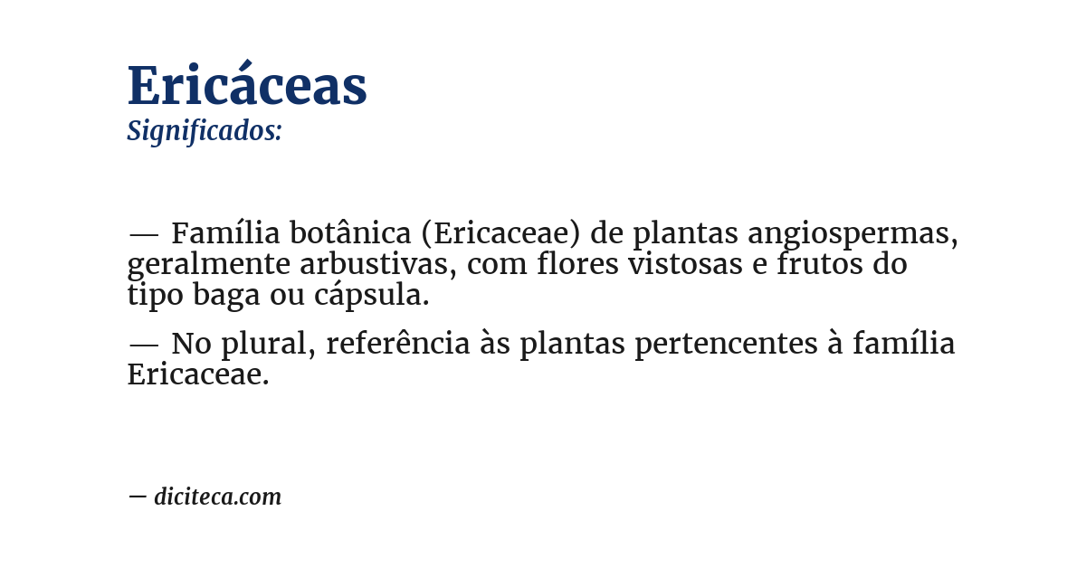 Significado de ericáceas