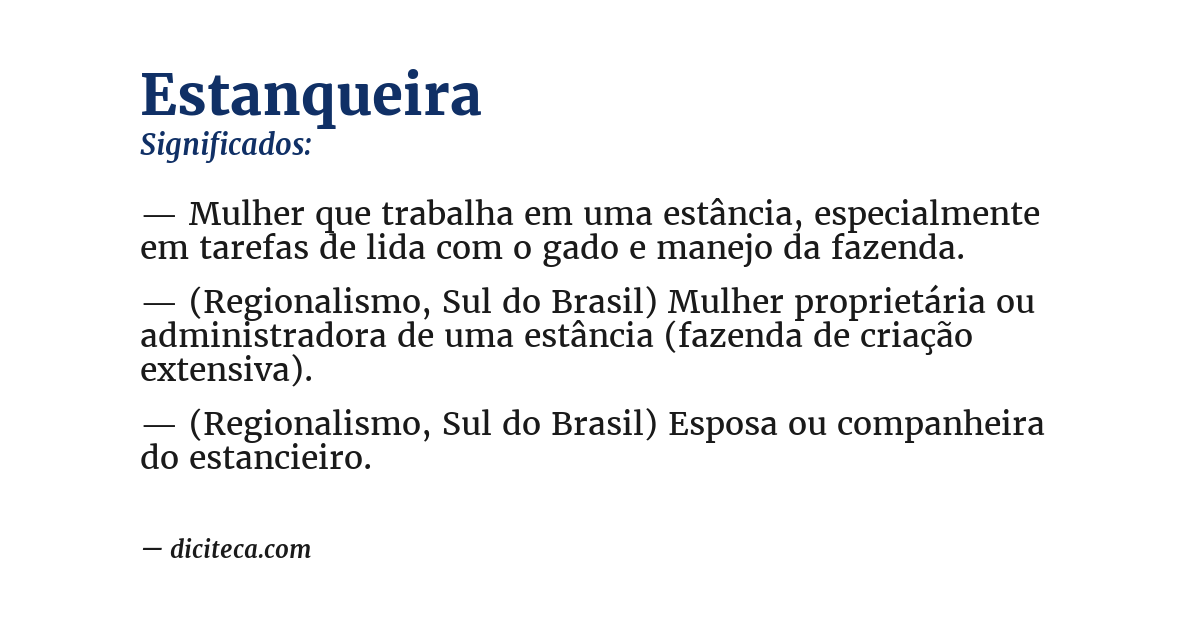 Significado de estanqueira