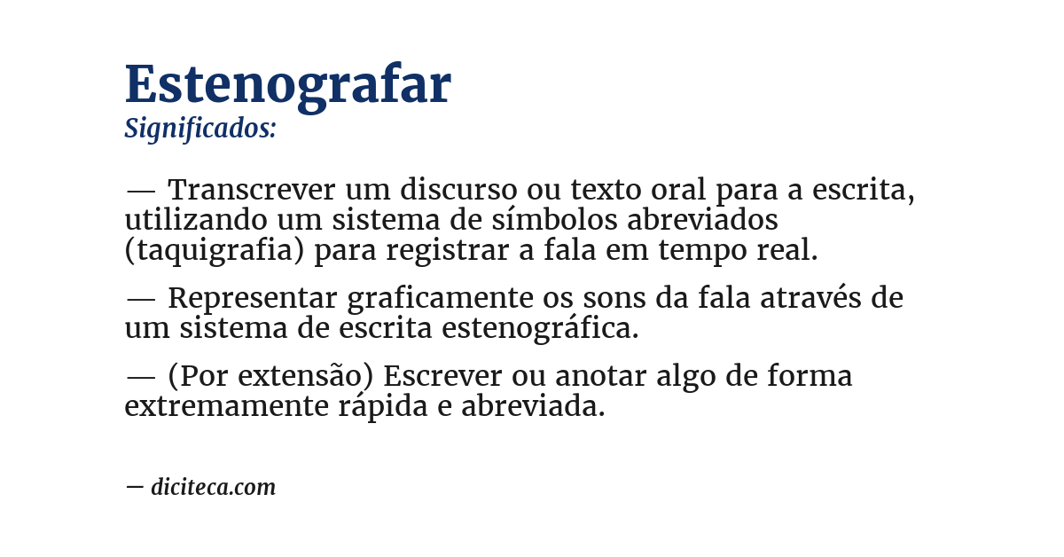Significado de estenografar