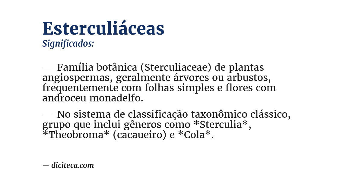 Significado de esterculiáceas