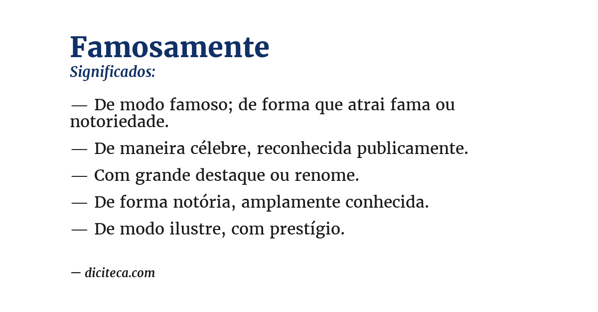 Significado de famosamente