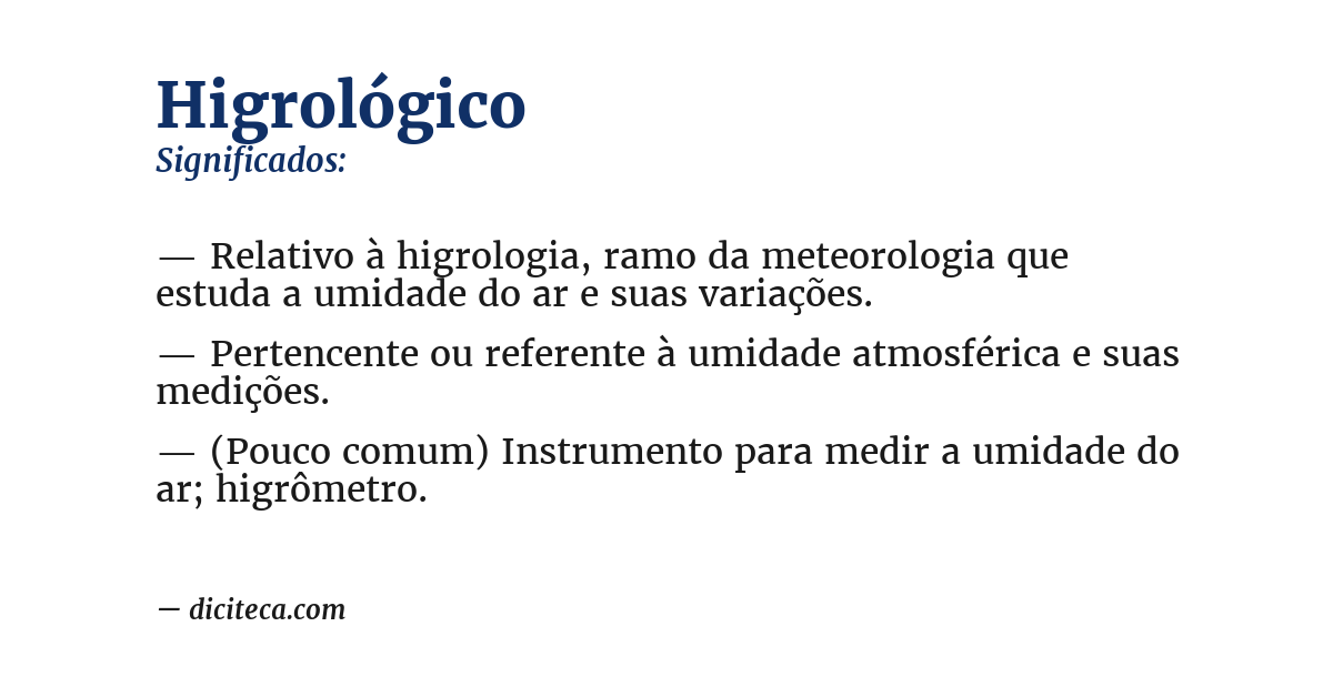 Significado de higrológico