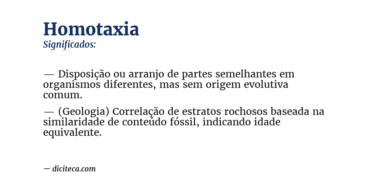 Significado de homotaxia