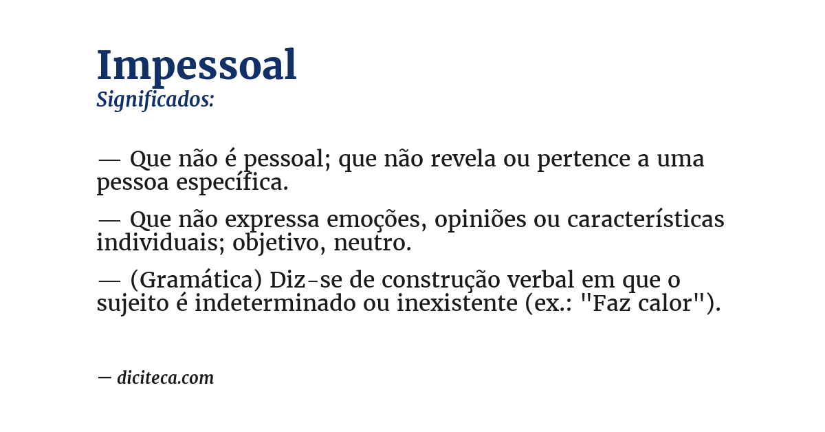 Significado de impessoal