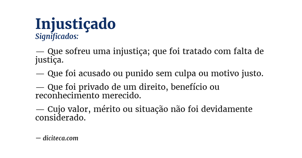 Significado de injustiçado