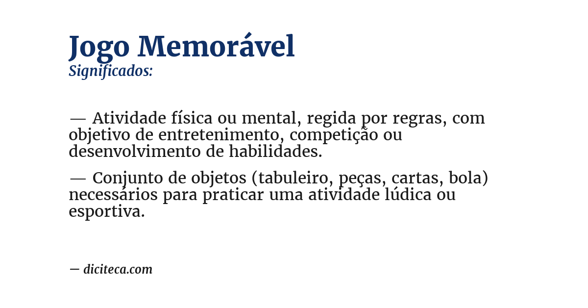 Significado de jogo memorável