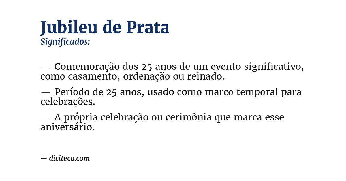 Significado de jubileu de prata