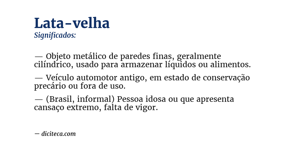 Significado de lata-velha