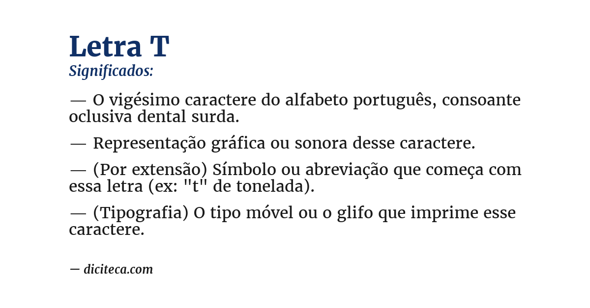 Significado de letra t