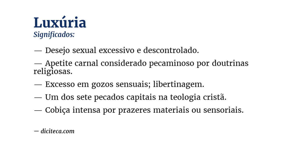 Significado de luxúria