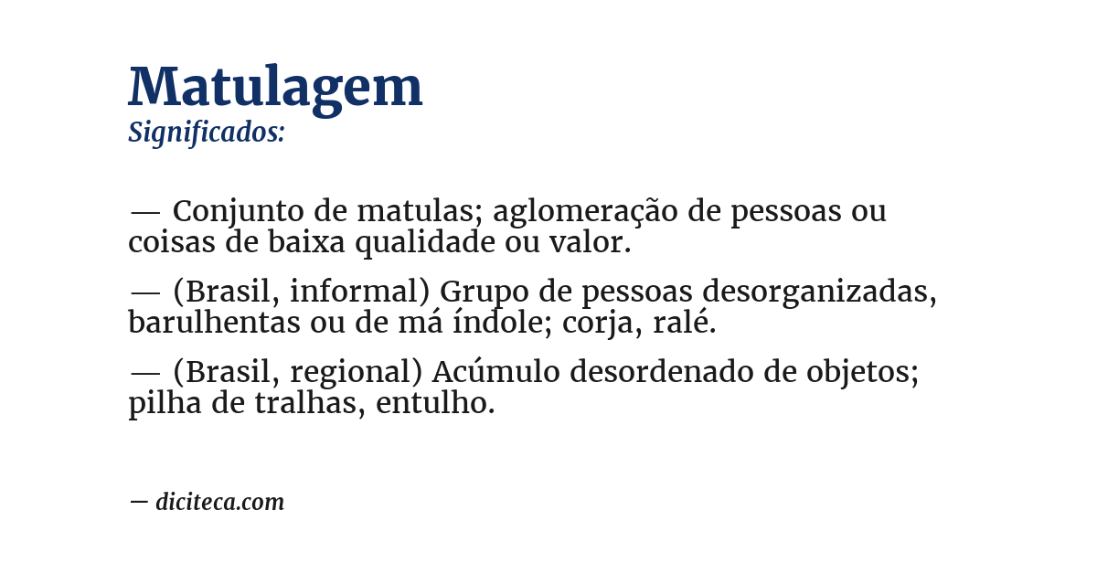 Significado de matulagem
