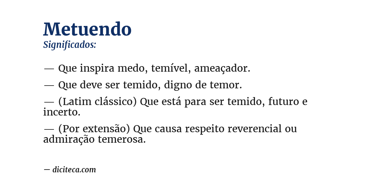 Significado de metuendo