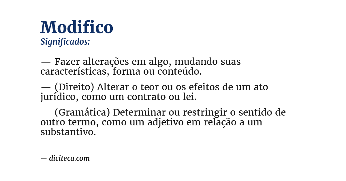Significado de modifico