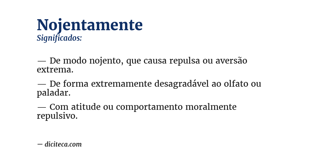 Significado de nojentamente