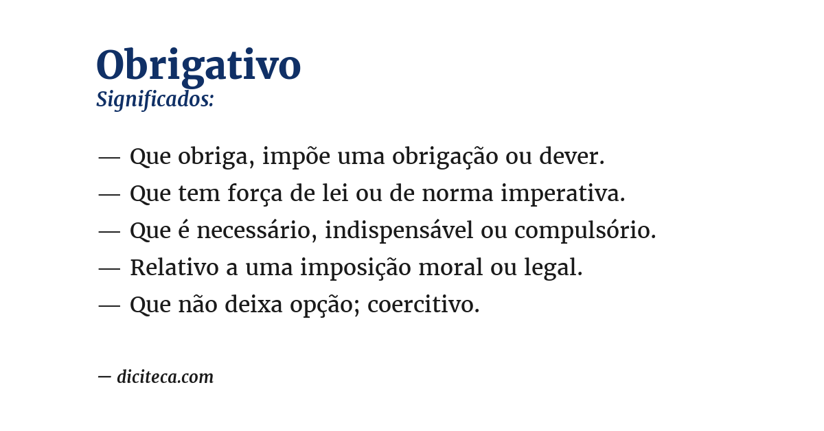 Significado de obrigativo