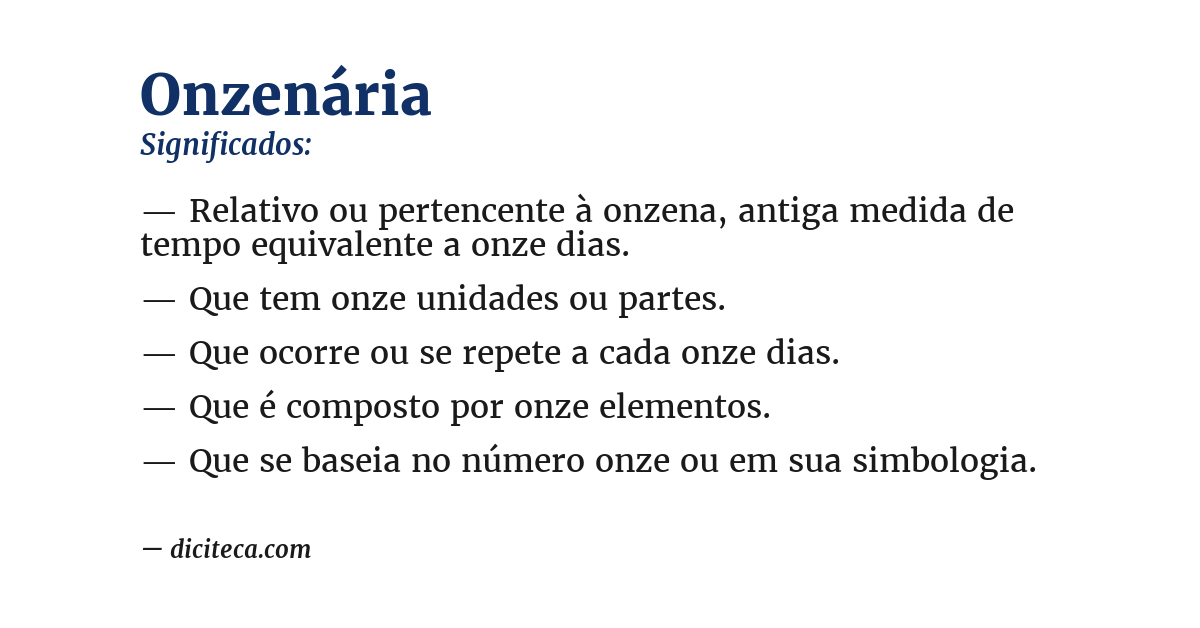 Significado de onzenária