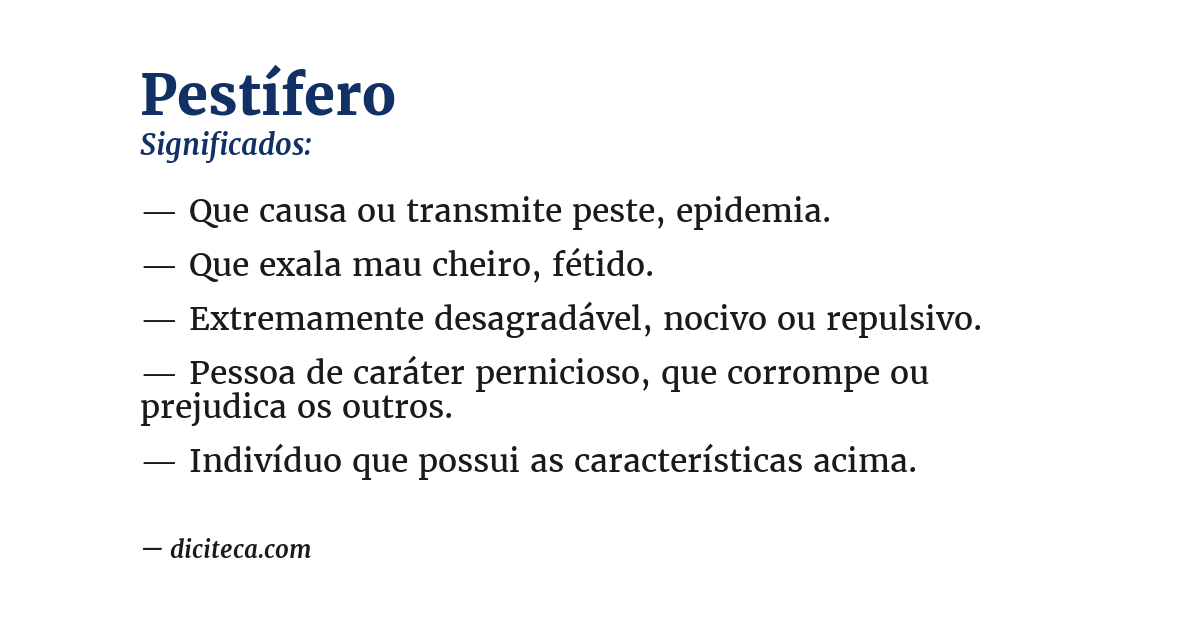 Significado de pestífero