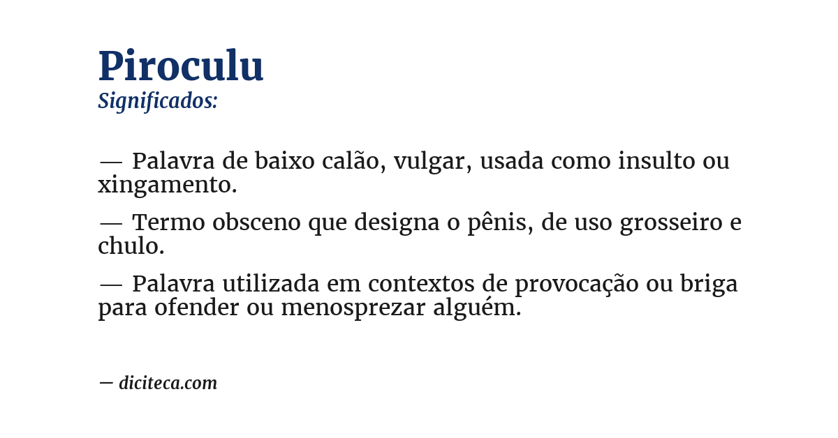Significado de piroculu