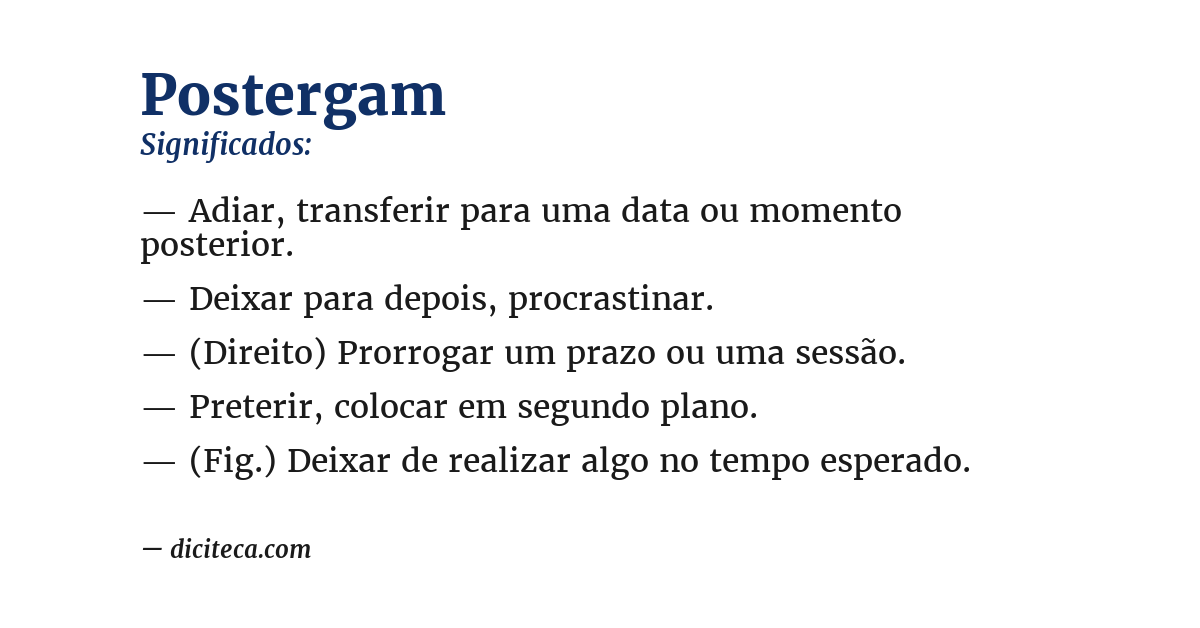 Significado de postergam
