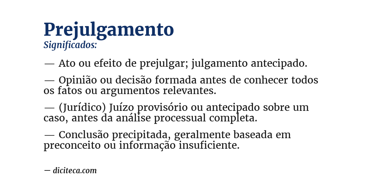 Significado de prejulgamento
