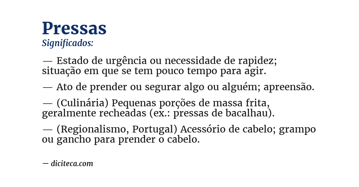 Significado de pressas